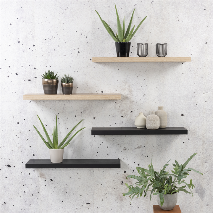 duraline floating black shelf on the wall
