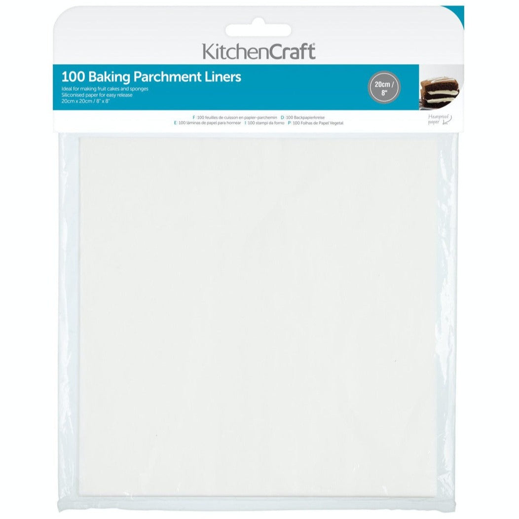 KitchenCraft Square 20cm Siliconised Baking Papers