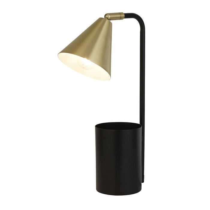 Black & Brass Storage Desk Lamp