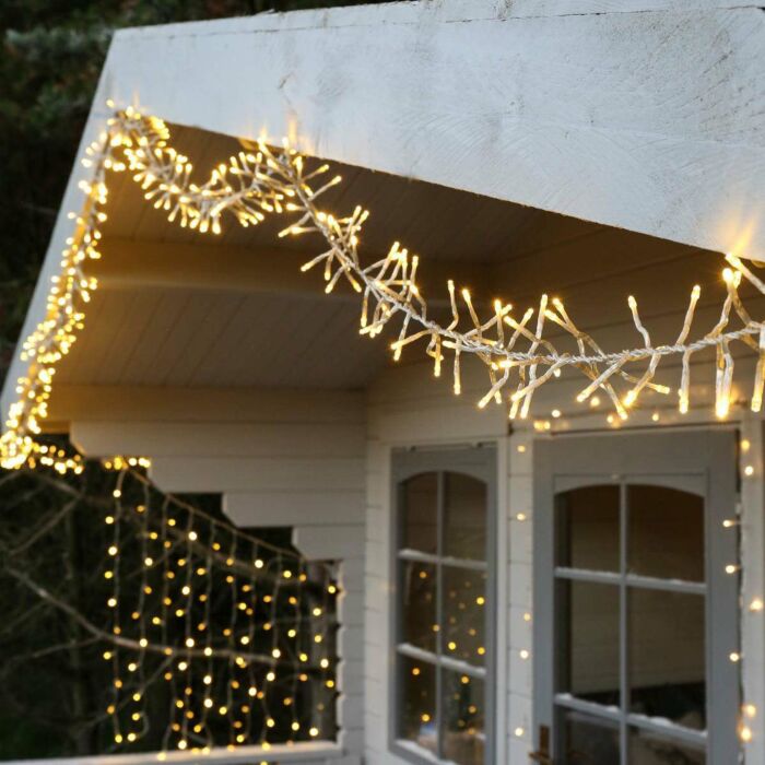 1000 Multi Function Christmas Cluster Light - Cool White/White Cable