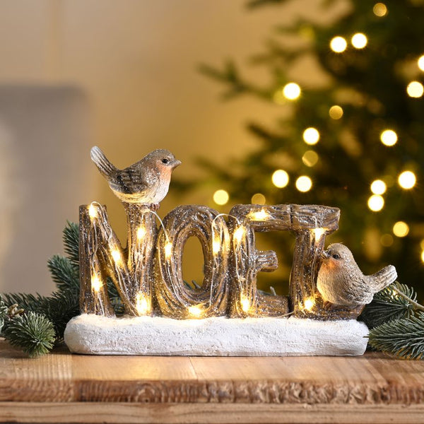 Robins Perched   -23cm B/O lit