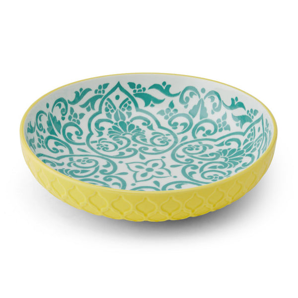 MK YELLOW AND BLUE GEOMETRIC BOWL 21CM