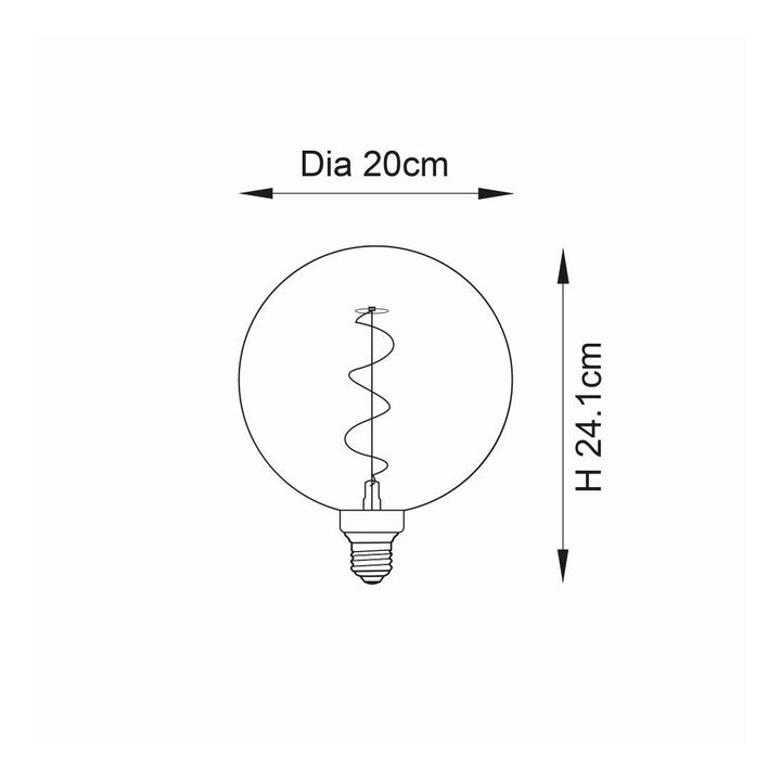 Endon Spiral XL E27 LED Filament Globe Bulb Amber