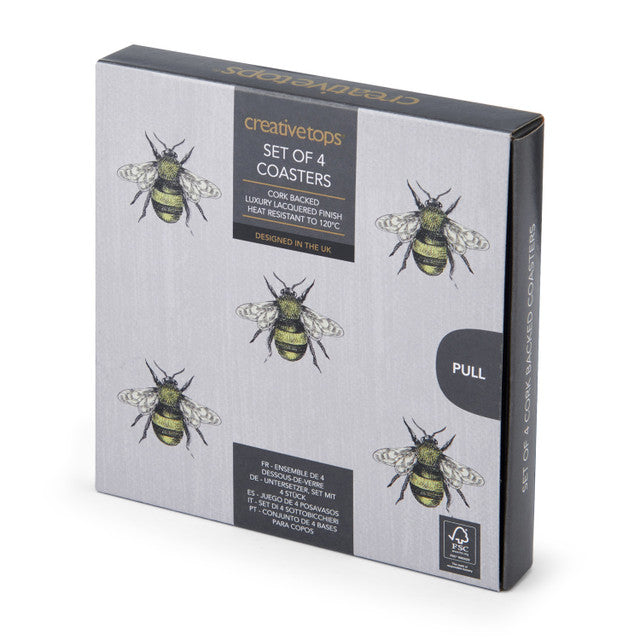 Creative Tops Bee Print Pack of 4 Premium Coasters