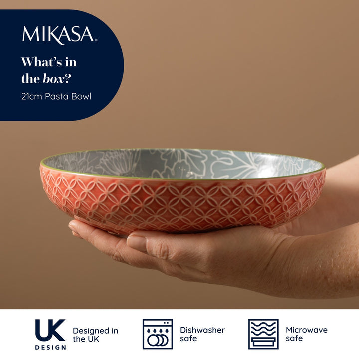MK LEAF PRINT AND GEOMETRIC BOWL 21CM