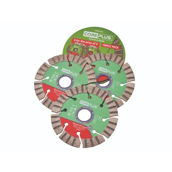 Coreplus 115mm Diamond Blade Triple Pack