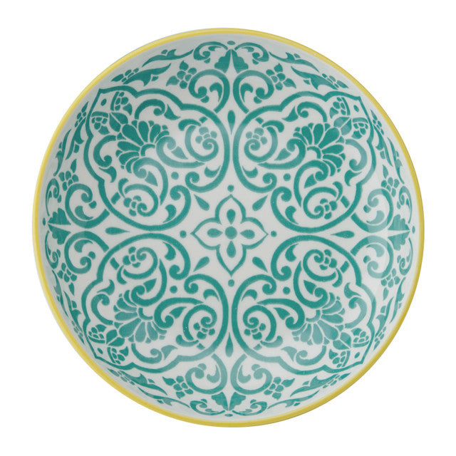 MK YELLOW AND BLUE GEOMETRIC BOWL 21CM