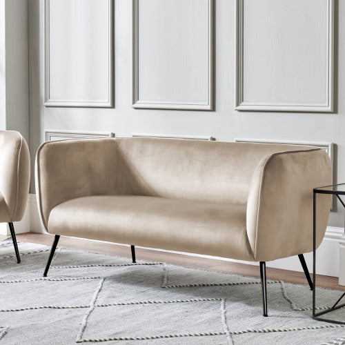 Lucca Biscuit Velvet and Metal Sofa