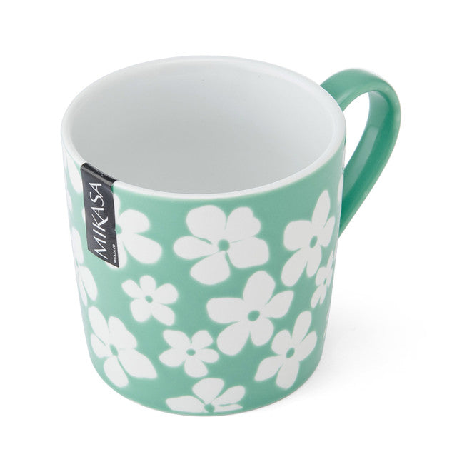 Mikasa Wax Resist Green Flower Mug, 360ML
