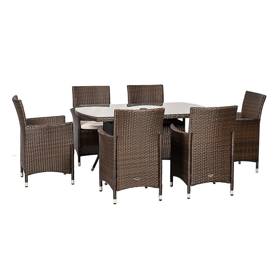 Nevada Rectangular Dining Set Six Chair - Brown