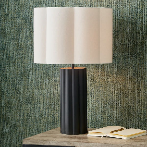 Bloom 30cm White Handloom Scalloped Cylinder Lampshade