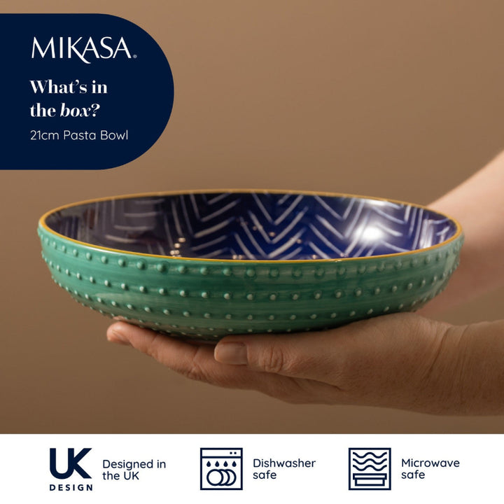 MK INDIGO CHEVRON BOWL 21CM