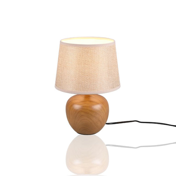 LUXOR Table Lamp – Ceramic Wood-Look Base with Beige Fabric Shade