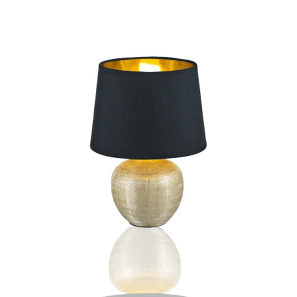 LUXOR Gold Table Lamp – Black & Gold Shade, Ceramic Base, 26cm
