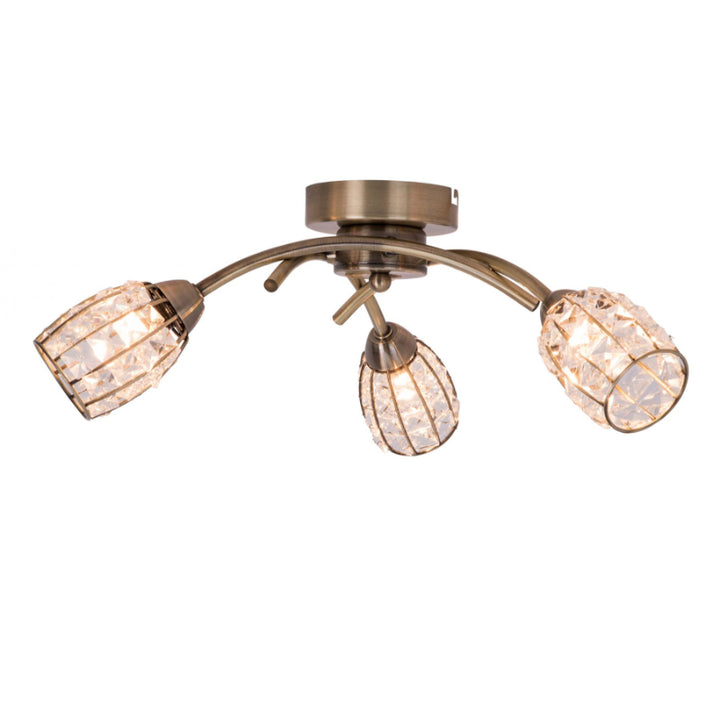 Roma 3 Light Antique Brass with Crystal Shade