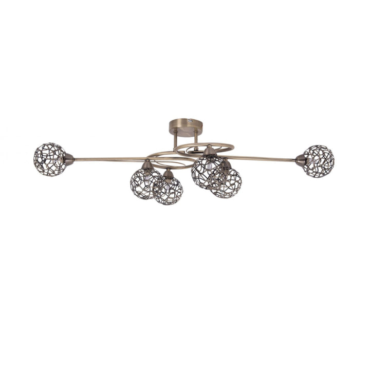 Ronda 6 Light Antique Brass with Mesh Ball Shade