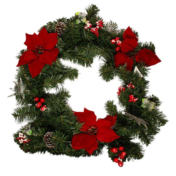 Christmas Elegance Wreath with Poinsettias 60cm