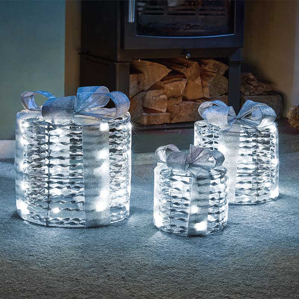 Silver GlitterTwist Gift Boxes - Set of 3