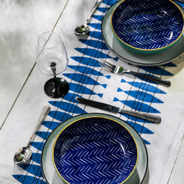 MK INDIGO CHEVRON BOWL 21CM