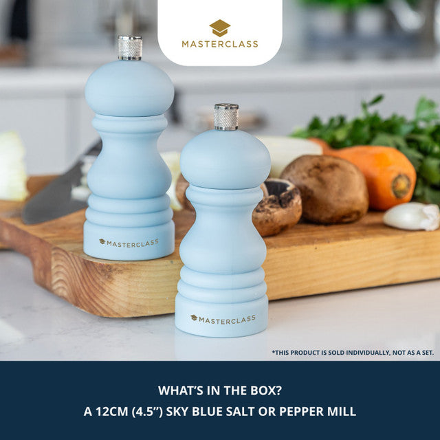 MasterClass Sky Blue Soft Touch Ceramic, Salt/Pepper Grinder, 12CM