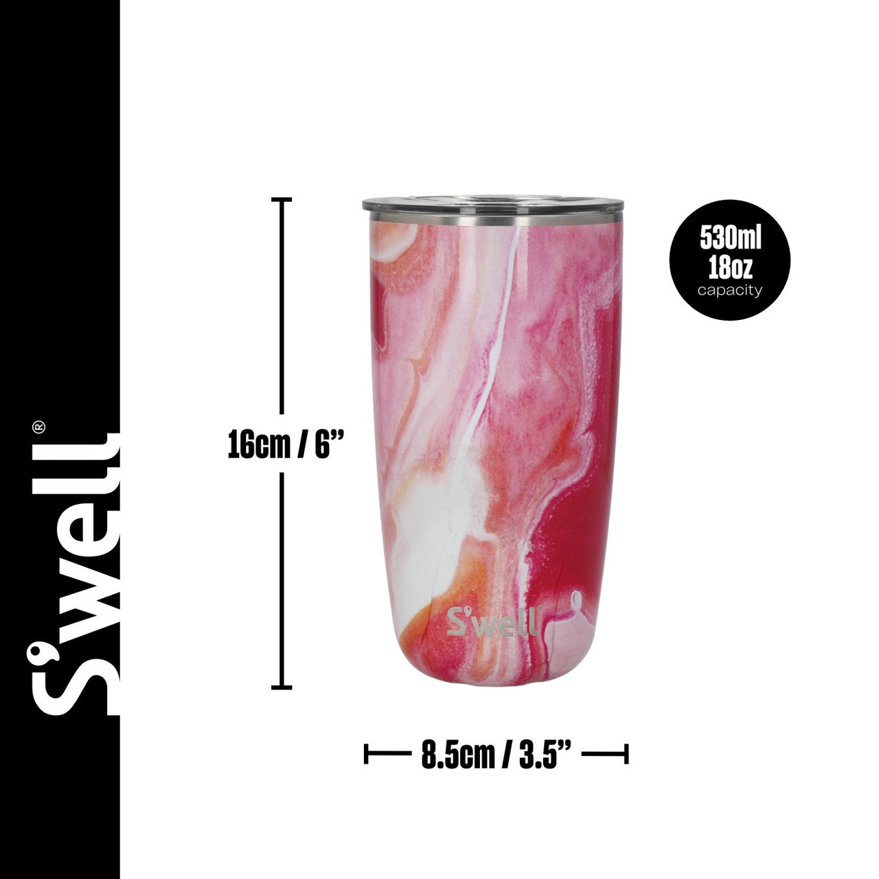 S'well Rose Agate Travel Mug with Lid 530ml
