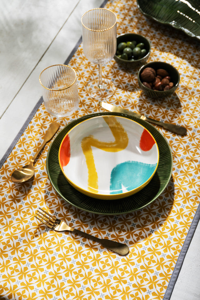 MK YELLOW ABSTRACT BOWL 21CM
