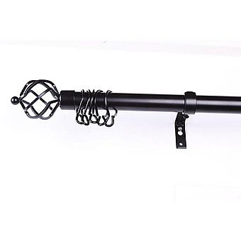 Deville Classic Black Curtain Pole with Metal Cage Ends 1.2 -2.1 metre
