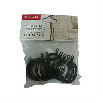 Essential Black Iron Curtain Rings 16-19mm - 10 Pack