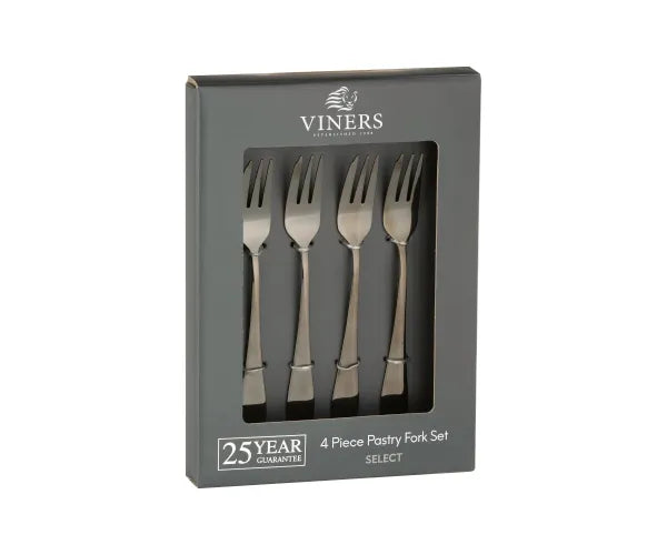 Viners Grey 4 Piece Pastry Fork Set Giftbox