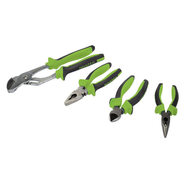 Draper Soft Grip Pliers 4 Piece Set - Green