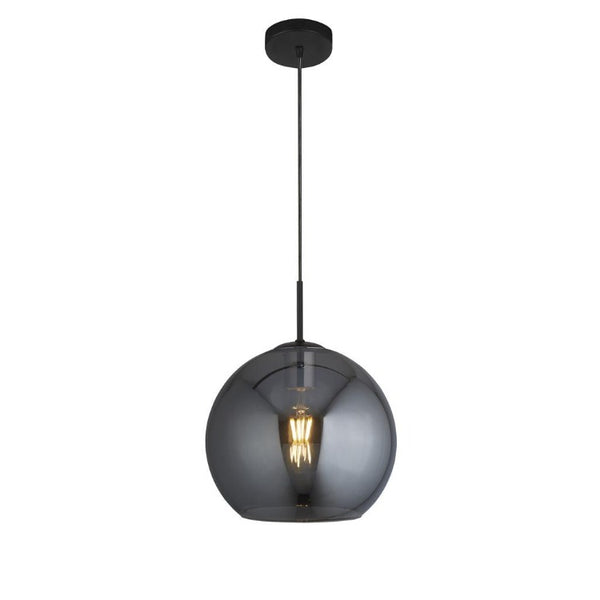 AMSTERDAM CEILING PENDANT Light - BLACK METAL & SMOKED GLASS