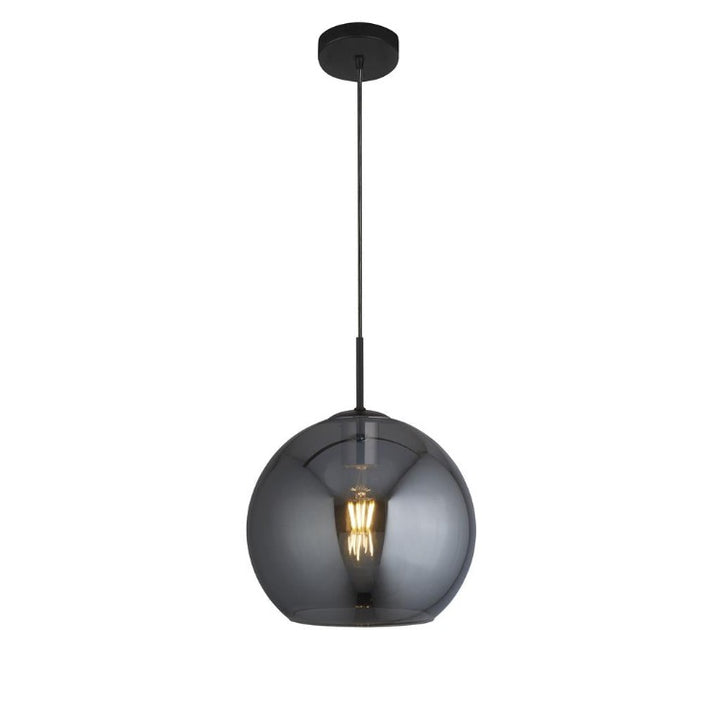 AMSTERDAM CEILING PENDANT Light - BLACK METAL & SMOKED GLASS