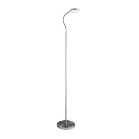 ADJUSTABLE LED SATIN SILVER ROUND HEAD FLOOR LAMP