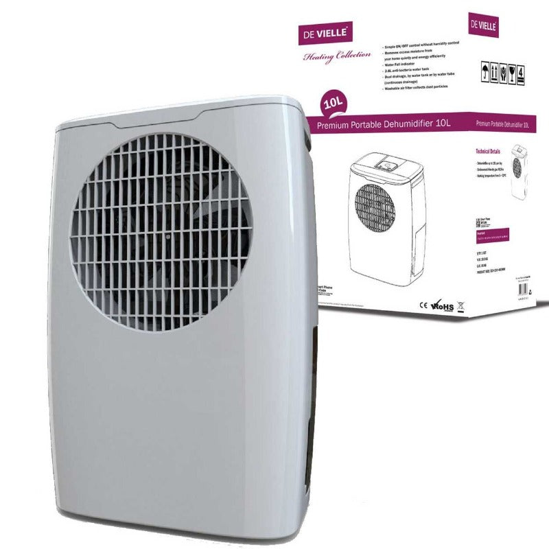 De Vielle 10 Litre Premium Portable Dehumidifier