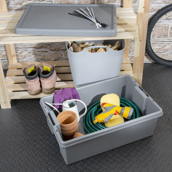 Wham 36 Litre Heavy Duty Plastic Storage Box With Lid - Grey