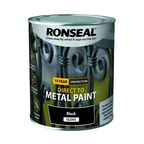 Ronseal Direct To Metal Black Gloss 750Ml