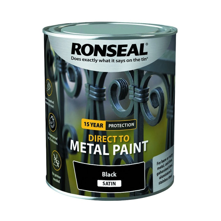 Ronseal Direct To Metal Black Satin 750Ml