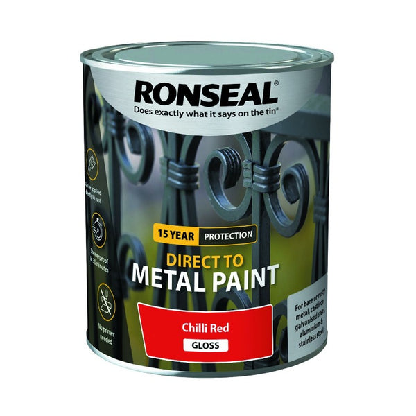 Ronseal Direct To Metal Chilli Red Gloss 750Ml