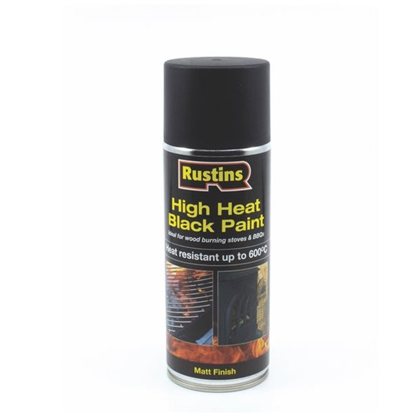Rustins High Heat Black Aerosol Paint 400ml