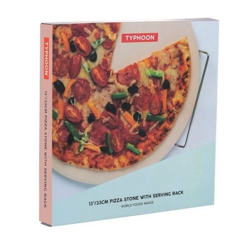 World Foods 13" Pizza Stone With Serving Rack