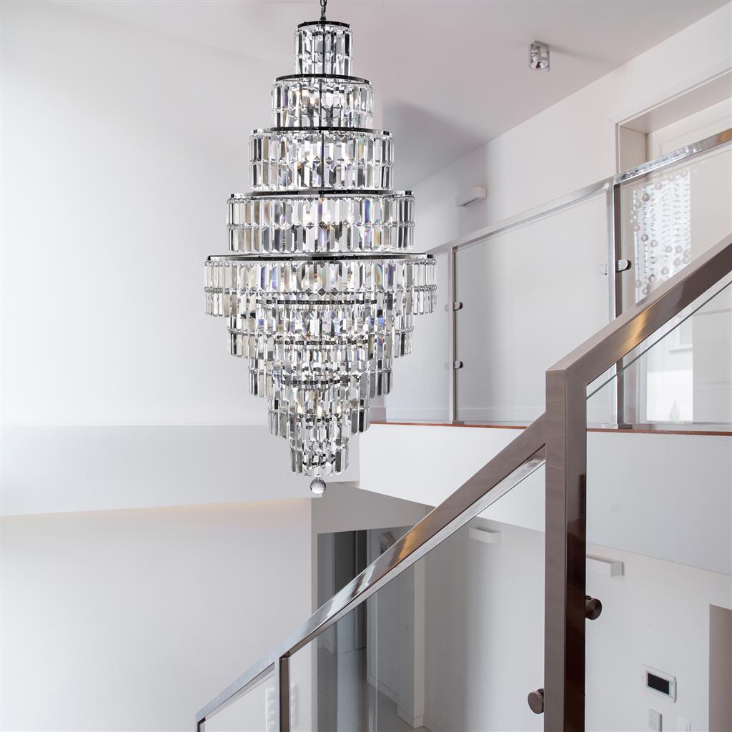 Empire 13 Light Chandelier - Chrome & Clear Crystal