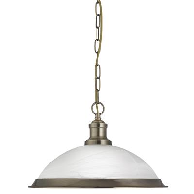 BISTRO CEILING PENDANT - ANTIQUE BRASS & MARBLE GLASS