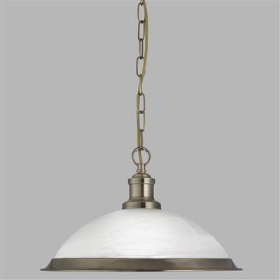 BISTRO CEILING PENDANT - ANTIQUE BRASS & MARBLE GLASS