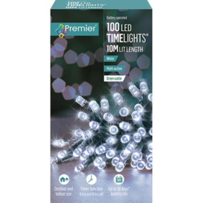 100 White LED Lights With Timer