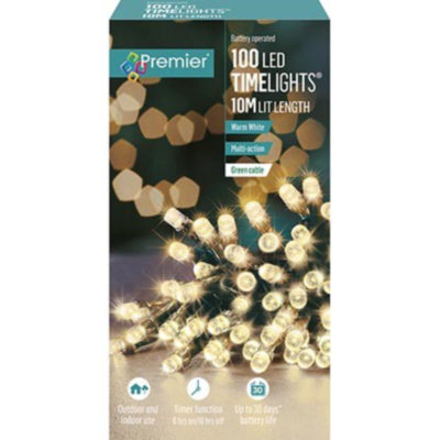 100 Warm White LED Lights With Timer