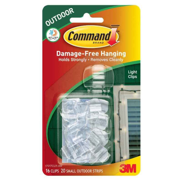 3M Command Outdoor Clear Hanging Light Clips - Pack Of 16