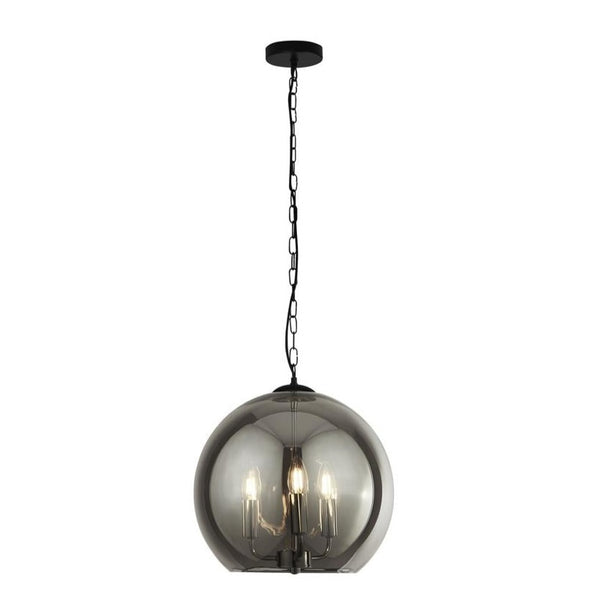 SAGITTARIUS 3LT CEILING PENDANT LIGHT - CHROME & SMOKED GLASS