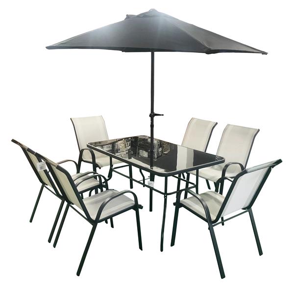 Sorrento Six Seater Dining Set With Parasol
