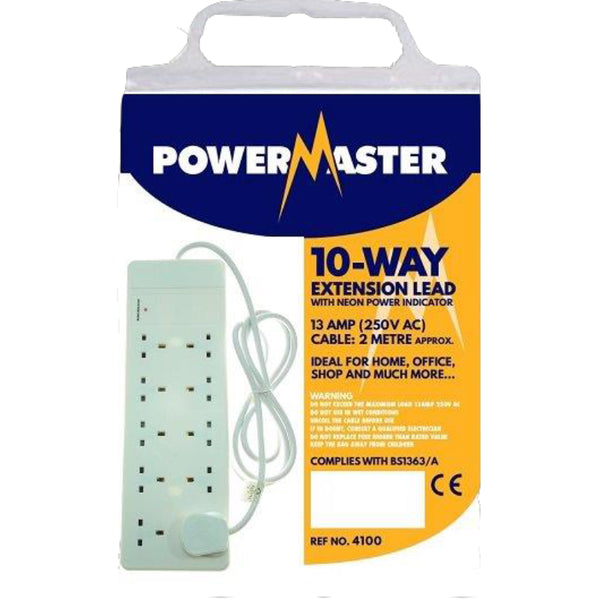 POWERMASTER 10 GANG 2 MTR 13AMP EXTENSION LEAD