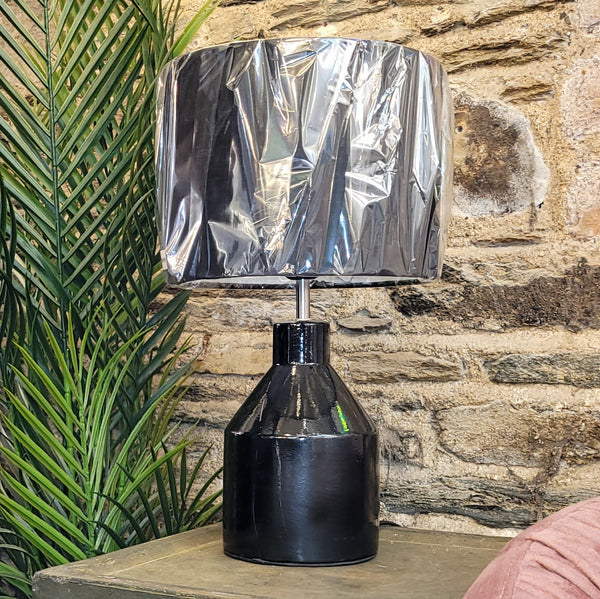 Black Marble Finish Table Lamp w/Shade